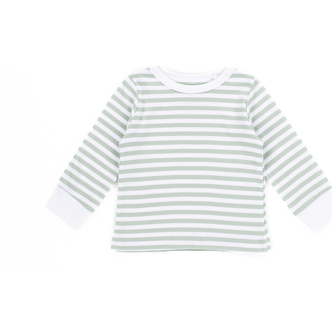 The Muffin Lullaby Top with Long Sleeves, Green Stripes - Pajamas - 1