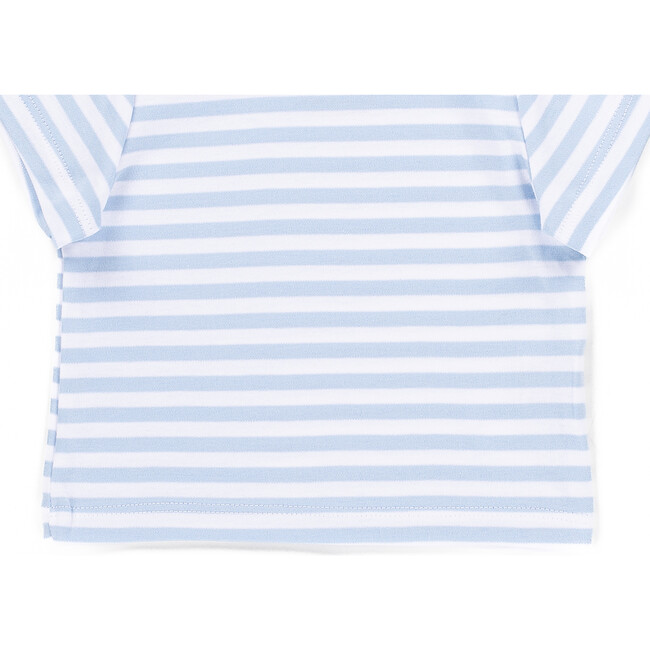 The Muffin Lullaby Top with Short Sleeves, Blue Stripes - Pajamas - 3