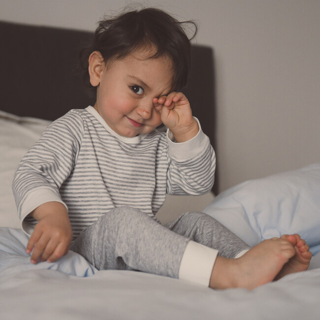 The Muffin Lullaby Top with Long Sleeves, Heather Grey Stripe - Pajamas - 3