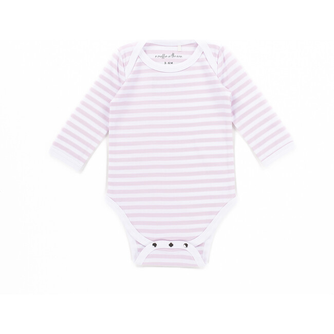 The Muffin Onesie with Long Sleeves, Pink Stripes - Onesies - 1