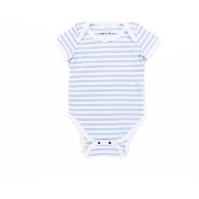 The Muffin Onesie with Short Sleeves, Blue Stripes