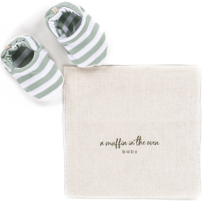 The Muffin First Steps Shoes, Green Stripes