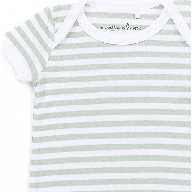 The Muffin Onesie with Short Sleeves, Green Stripes