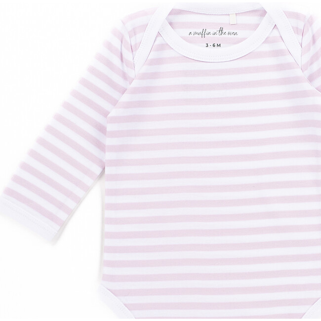 The Muffin Onesie with Long Sleeves, Pink Stripes