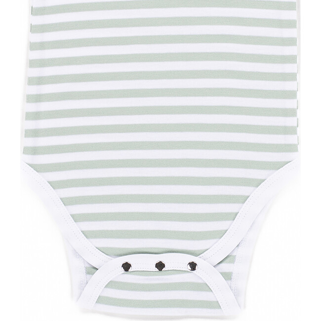 The Muffin Onesie with Short Sleeves, Green Stripes - Onesies - 3