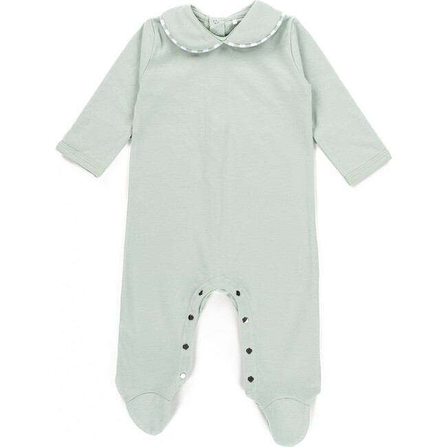 The Muffin Collar Button-Up Playsuit with Long Sleeves, Muffin Green