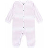 The Muffin Button-Up Playsuit with Long Sleeves, Pink Stripes - Rompers - 2