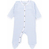 The Muffin Button-Up Playsuit with Long Sleeves, Blue Stripes - Rompers - 1 - thumbnail