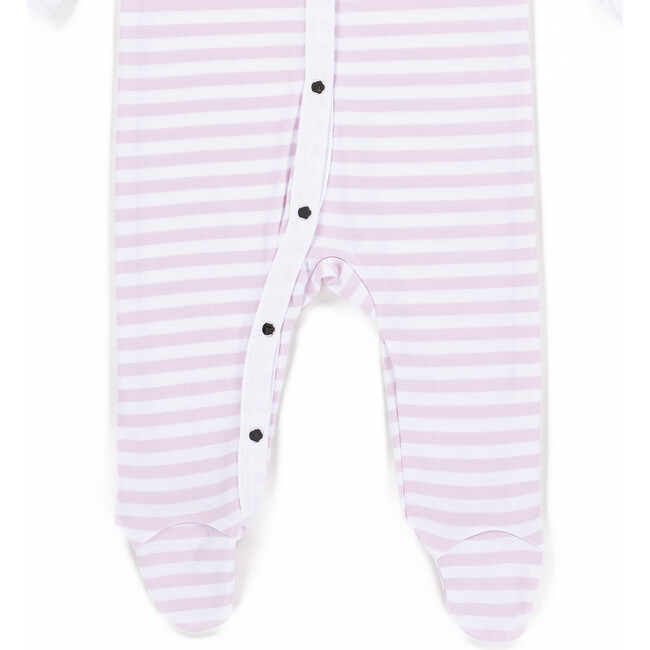 The Muffin Button-Up Playsuit with Long Sleeves, Pink Stripes - Rompers - 4