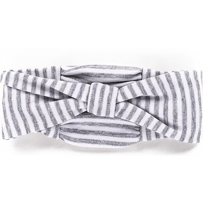 The Muffin Bow Headband, Heather Grey Stripe - Hair Accessories - 1