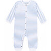 The Muffin Button-Up Playsuit with Long Sleeves, Blue Stripes - Rompers - 3