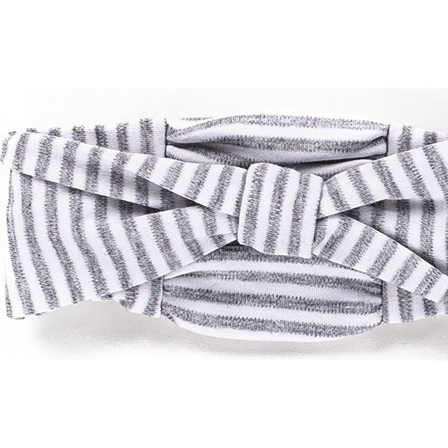The Muffin Bow Headband, Heather Grey Stripe - Hair Accessories - 2