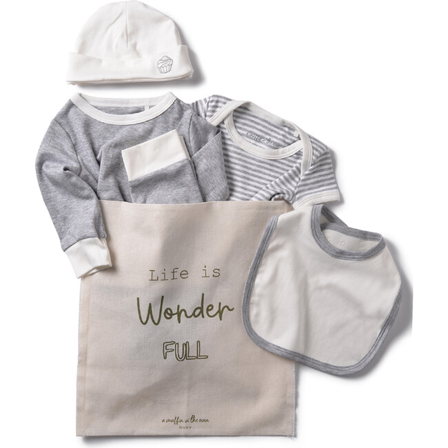 The Muffin Lullaby Set with Accessories, Heather Grey Stripe