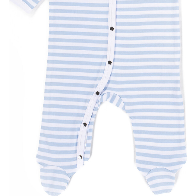 The Muffin Button-Up Playsuit with Long Sleeves, Blue Stripes - Rompers - 5