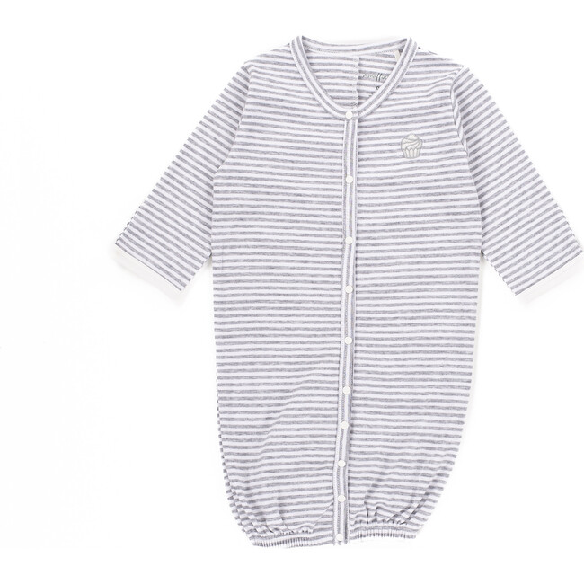 The Muffin Angel Suit, Heather Grey Stripe - Nightgowns - 1