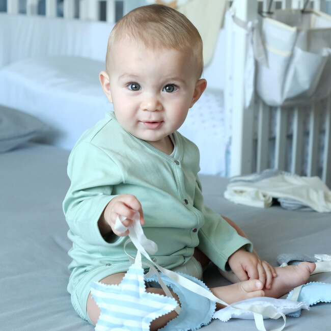 The Muffin Angel Suit, Heather Grey Stripe - Nightgowns - 6