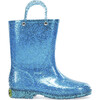 Glitter PVC Rain Boot, Turquoise - Rain Boots - 1 - thumbnail