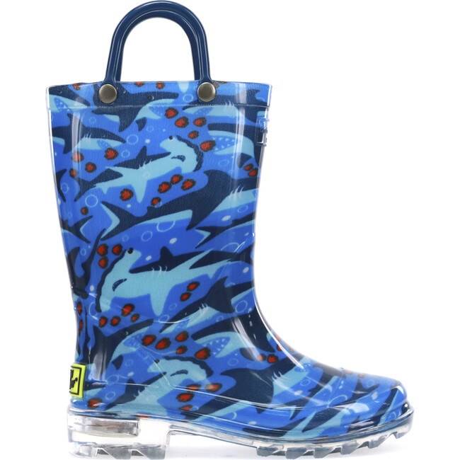 Shark Chase Lighted PVC Rain Boot, Blue