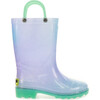 Glitter Ombre Lighted PVC Rain Boot, Teal - Rain Boots - 1 - thumbnail