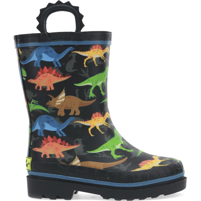 Dino World Printed Rubber Rain Boot, Black
