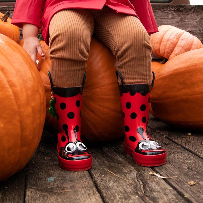 Ladybug Printed Rubber Rain Boot, Red - Rain Boots - 2