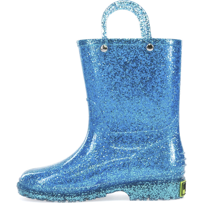 Glitter PVC Rain Boot, Turquoise - Rain Boots - 3