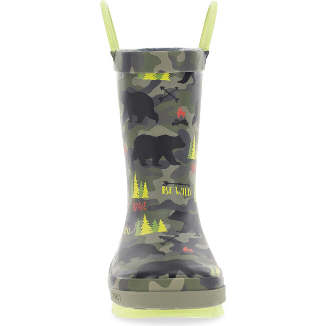 Wild Bear Printed Rubber Rain Boot, Olive - Rain Boots - 3
