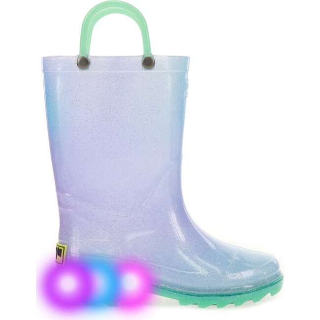 Glitter Ombre Lighted PVC Rain Boot, Teal - Western Chief Shoes ...