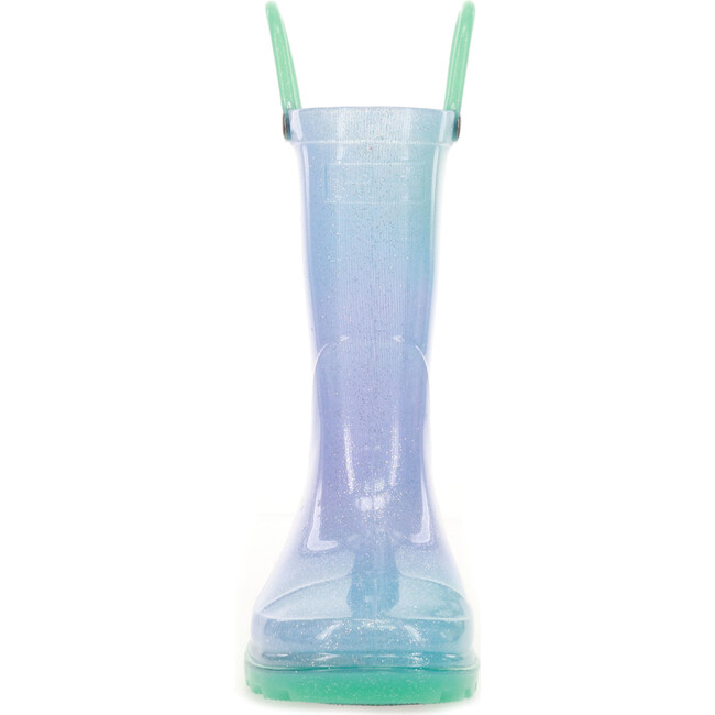 Glitter Ombre Lighted PVC Rain Boot, Teal - Rain Boots - 4