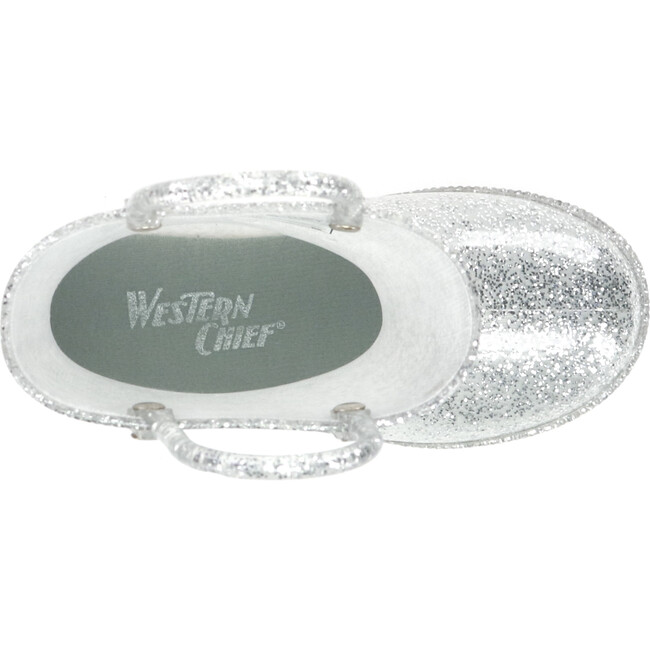 Glitter PVC Rain Boot, Silver - Rain Boots - 6