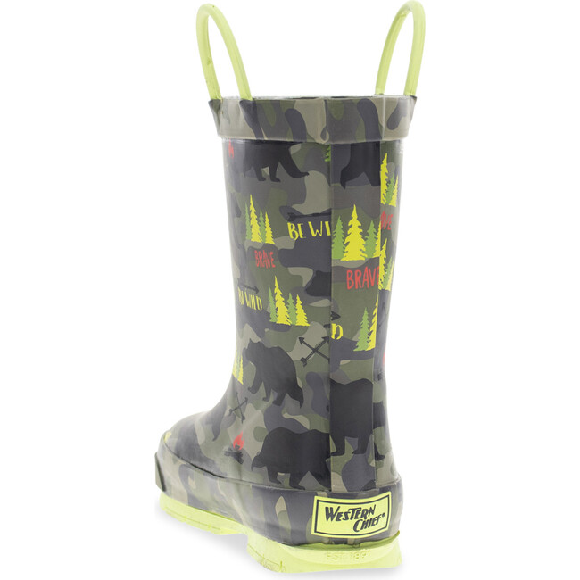 Wild Bear Printed Rubber Rain Boot, Olive - Rain Boots - 7
