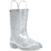 Glitter PVC Rain Boot, Silver - Rain Boots - 7