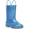 Glitter PVC Rain Boot, Turquoise - Rain Boots - 7