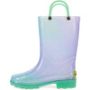Glitter Ombre Lighted PVC Rain Boot, Teal - Rain Boots - 7