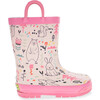 Forest Doodle Faux Fur Lined Rubber Rain Boot, Cream - Rain Boots - 1 - thumbnail