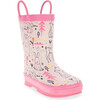 Forest Doodle Faux Fur Lined Rubber Rain Boot, Cream - Rain Boots - 3