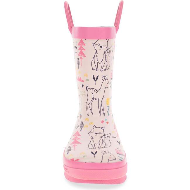 Forest Doodle Faux Fur Lined Rubber Rain Boot, Cream - Rain Boots - 4
