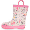 Forest Doodle Faux Fur Lined Rubber Rain Boot, Cream - Rain Boots - 5