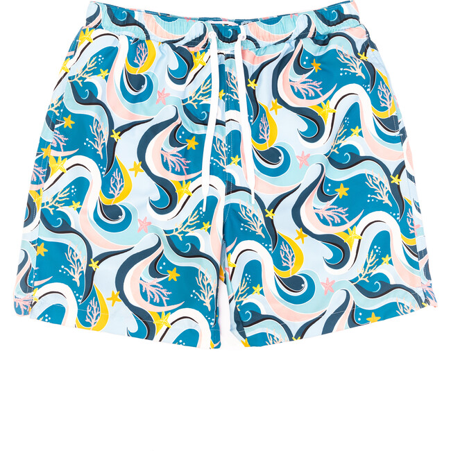 Hudson Men's Boardshort, Ocean Candy Wave Pacific Blue - Swim Trunks - 3