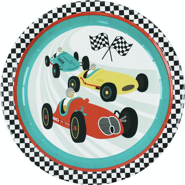 Set of 12 Vintage Race Car Plates - Party Accessories - 1 - zoom
