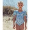 Origami One Piece Swimsuit With Balloon Sleeves, Powder Blue - One Pieces - 6