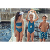 Chips One Piece Swimsuit, Royal Blue and Pink - One Pieces - 9 - thumbnail