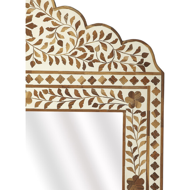 Vivienne Bone Inlay Mirror, Cream/Wood - Mirrors - 2