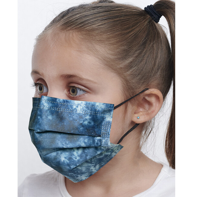 Kids Indigo Tie Dye Face Masks, 30 Pack - Face Masks - 3