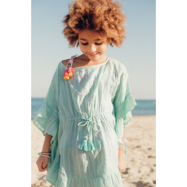 Maya Lurex Caftan, Blue Aqua - Cover-Ups - 2