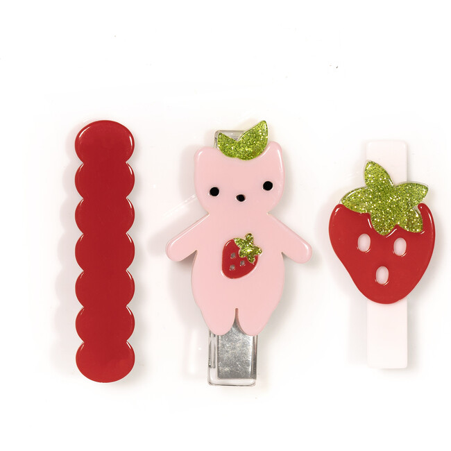 Fruit Bear Pink Alligator Clip Set