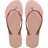 Kids Slim Glitter II Flip Flops, Ballet Rose & Golden Blush - Sandals - 1 - thumbnail
