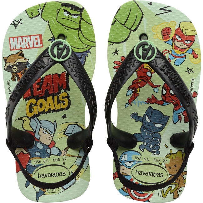 Baby Marvel Flip Flops, Green Garden - Sandals - 1