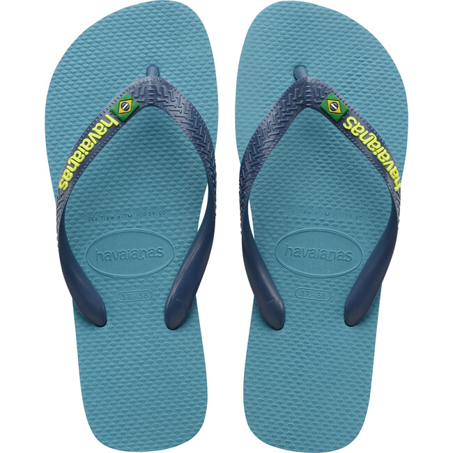 Kids Brazil Logo Flip Flops, Nautical Blue - Sandals - 1