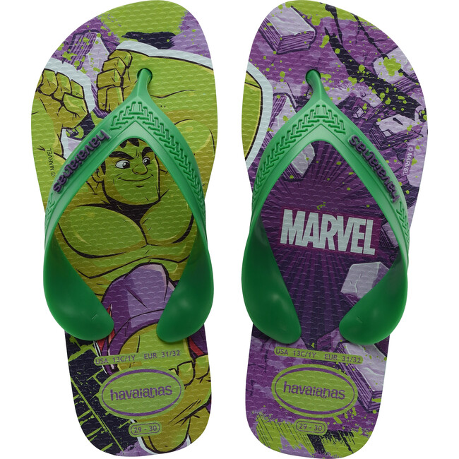 Kids Max Marvel Flip Flops, Green - Sandals - 1